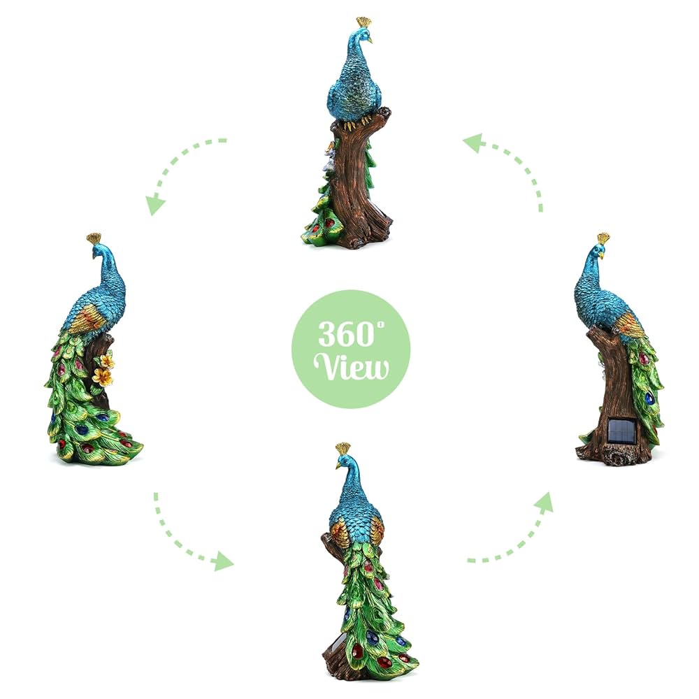 庭 手作り彩絵 クジャク持LED太陽ライト 工芸品2 楽天市場】ガーデンライト ガーデニングオブジェソーラーLED